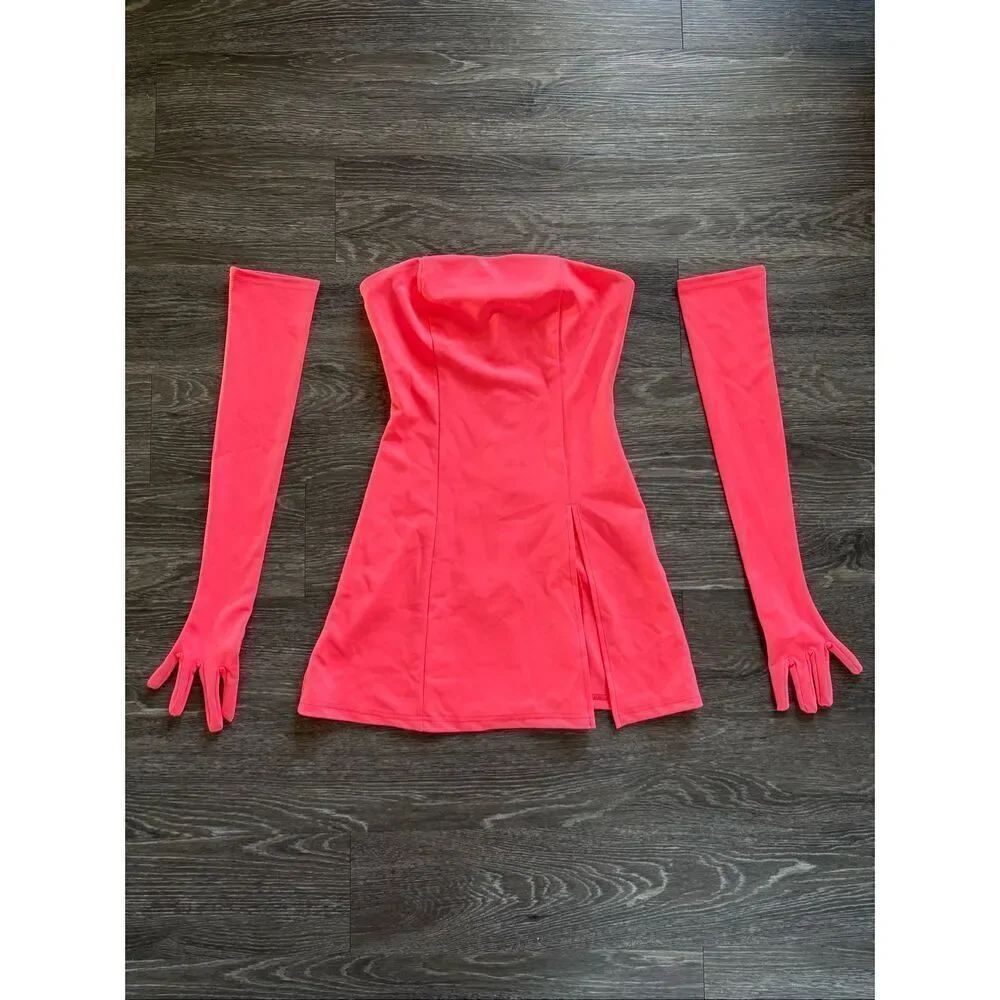 NWOT Miscreants London x Revolve Bright Neon Coral Cupid Mini With Slit US 6
